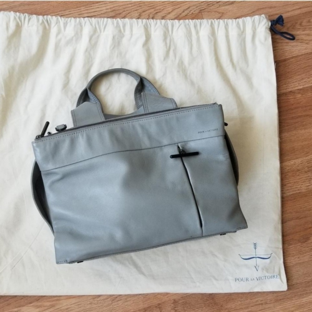 Pour la Victoire Grey Leather Satchel